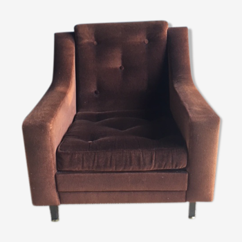 Tobacco velvet armchair