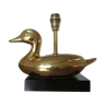 Pied de lampe " canard " en céramique dorée années 70