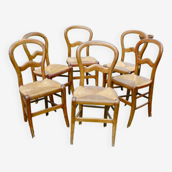 Set of 6 Louis Philippe cherry mulched chairs