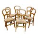 Ensemble de 6 chaises paillées Louis Philippe en merisier