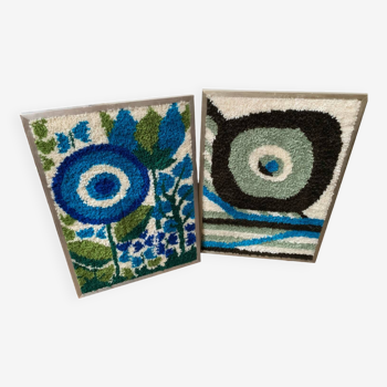 Pair of seventies wool wall tapestries