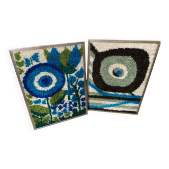 Pair of seventies wool wall tapestries