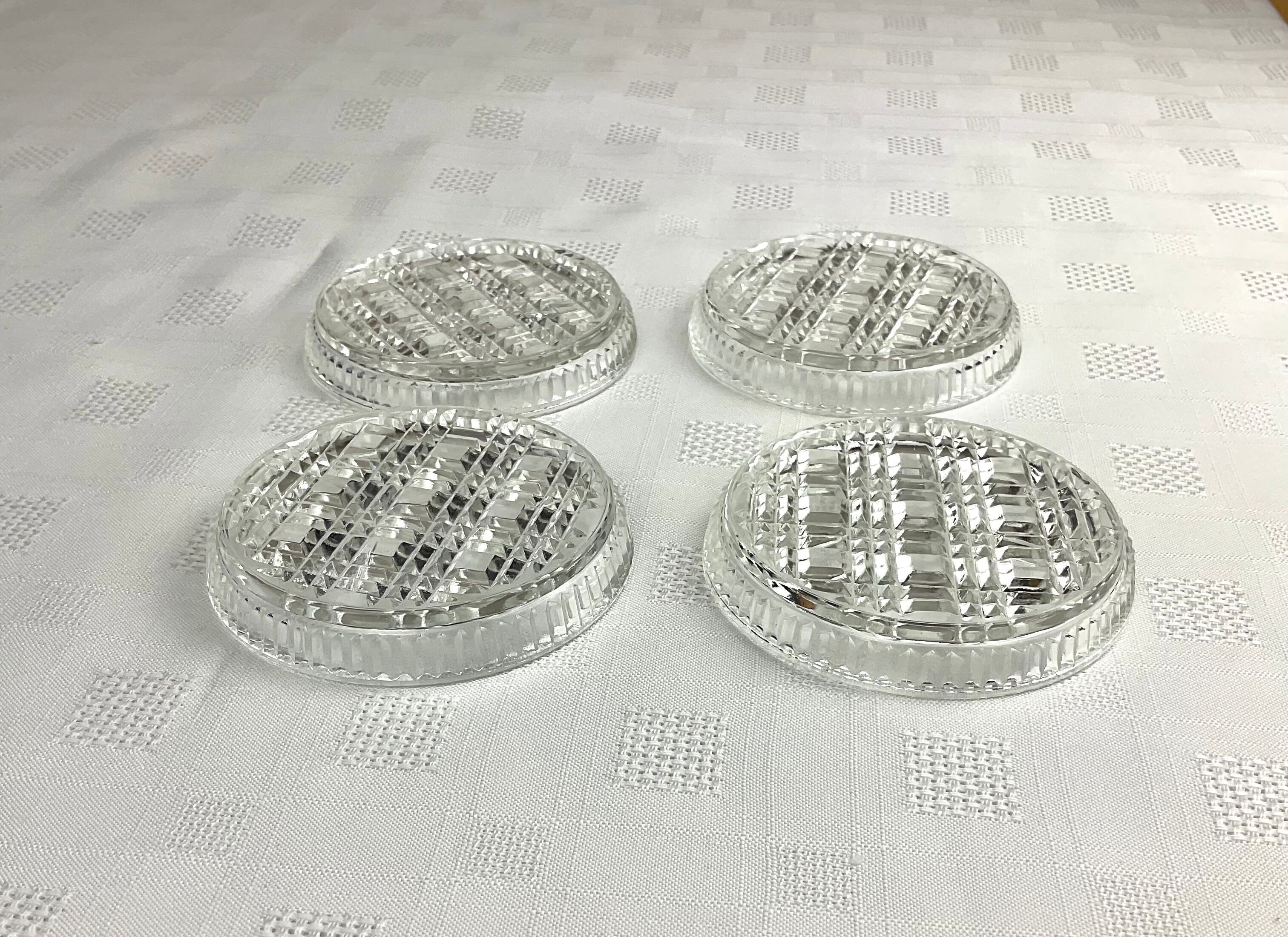 Series of 4 vintage glass coasters