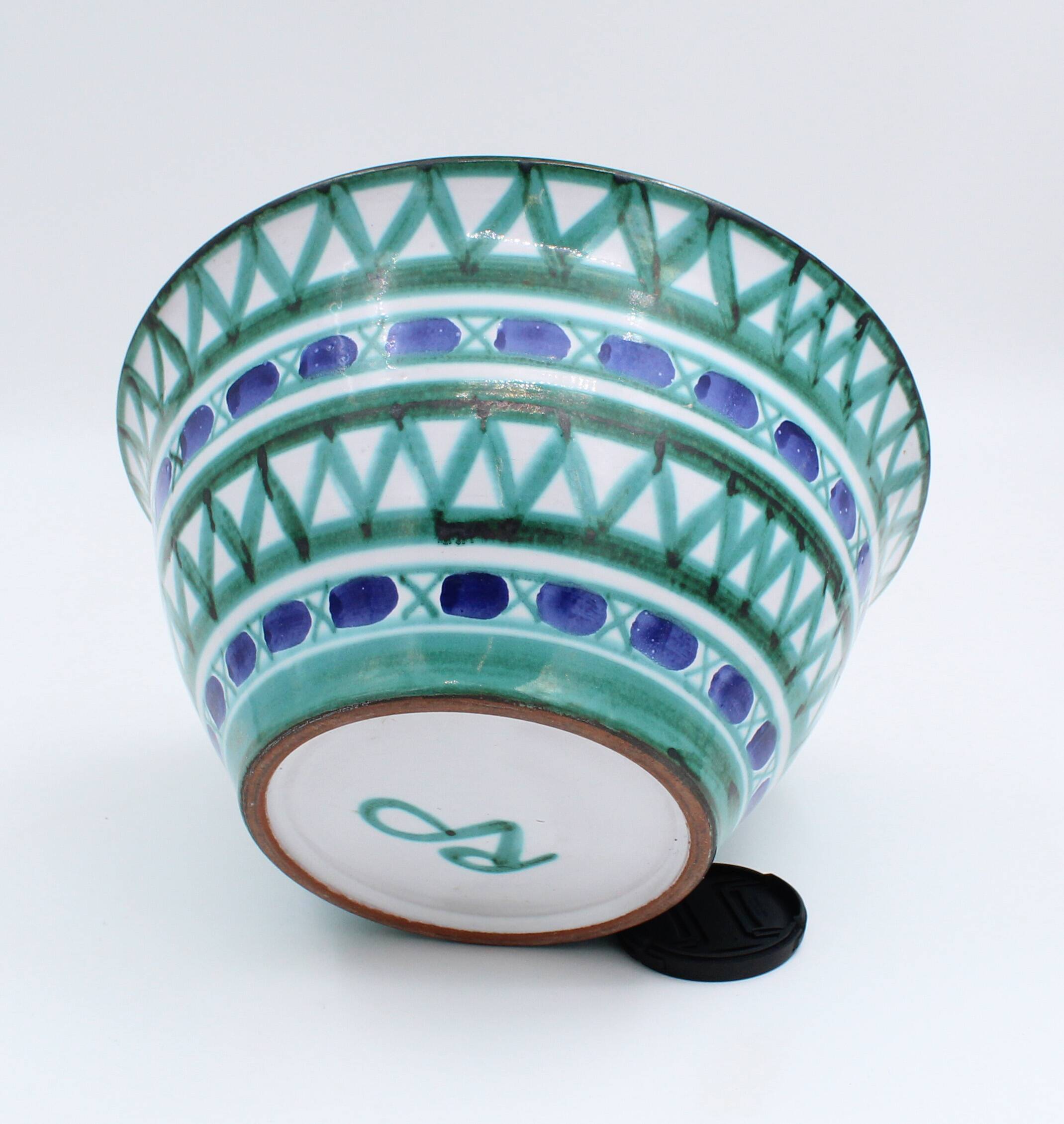 Large Robert Picault ceramic salad bowl, Vallauris, 1950s