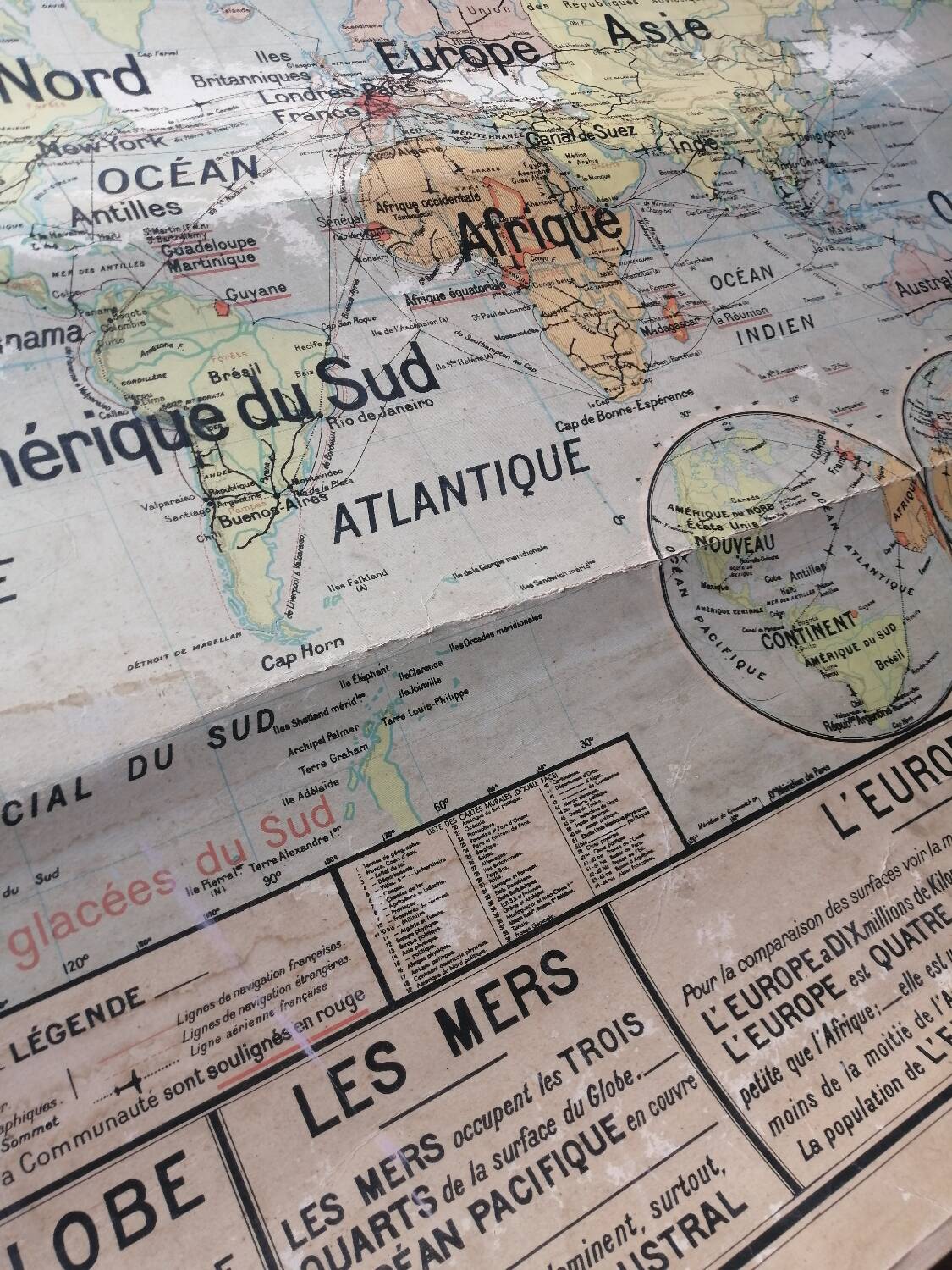 Old map Vidal Lablache 22 Community planisphere - 1950