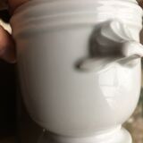 White porcelain mustard pot or sauce boat