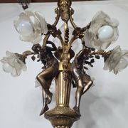 LOUIS XV style chandelier in gilded and patinated bronze with draped women