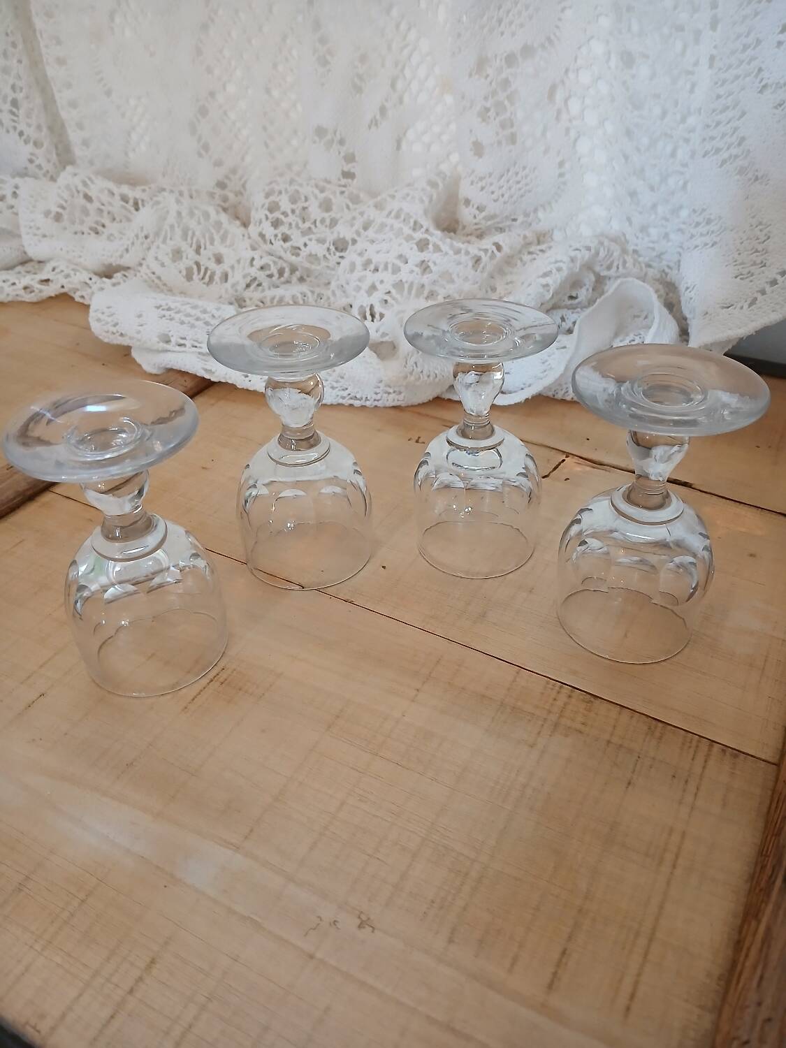 4 antique liqueur glasses
