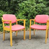 Series of 4 vintage armchairs 70s-80s