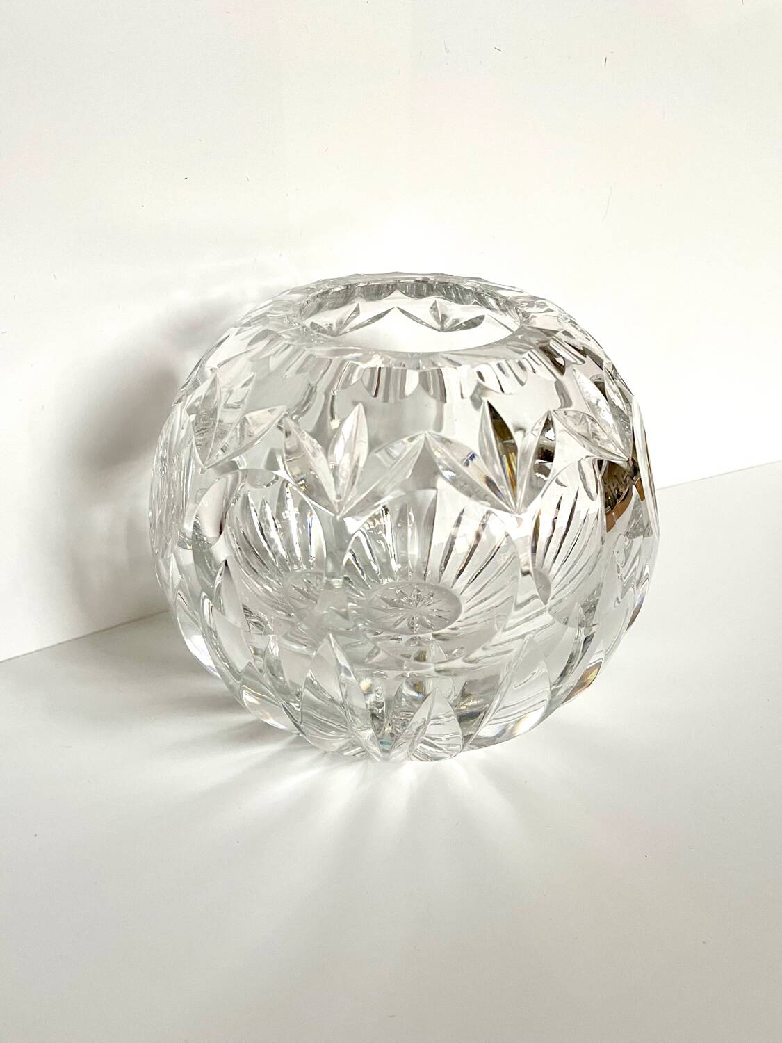 Chiseled crystal ball vase