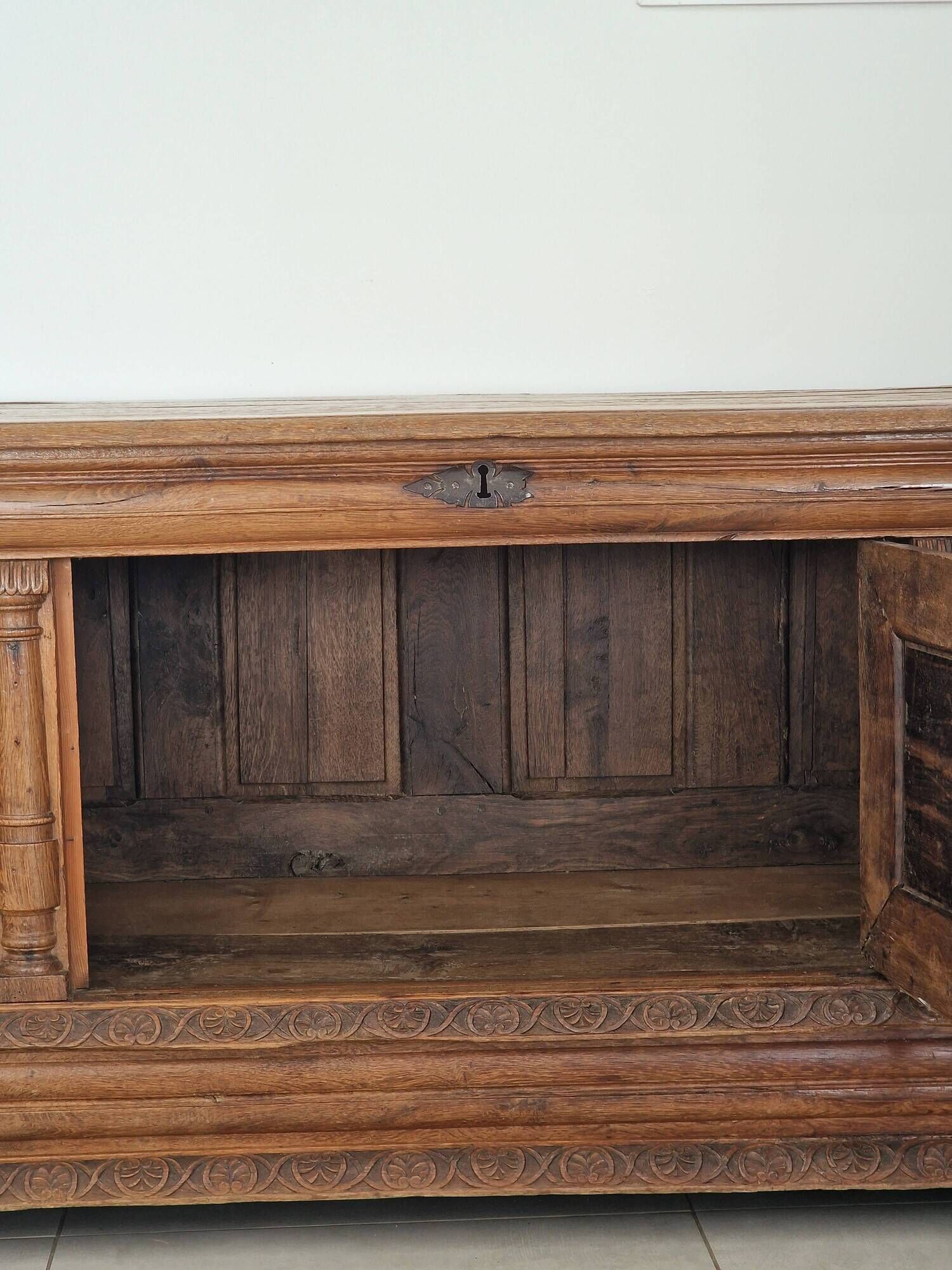 Antique carved oak chest