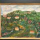 Original Swedish Oil on Canvas – “Hilly Landscape with Houses” by Lalla Blecher – Signed – Vintage & Framed
