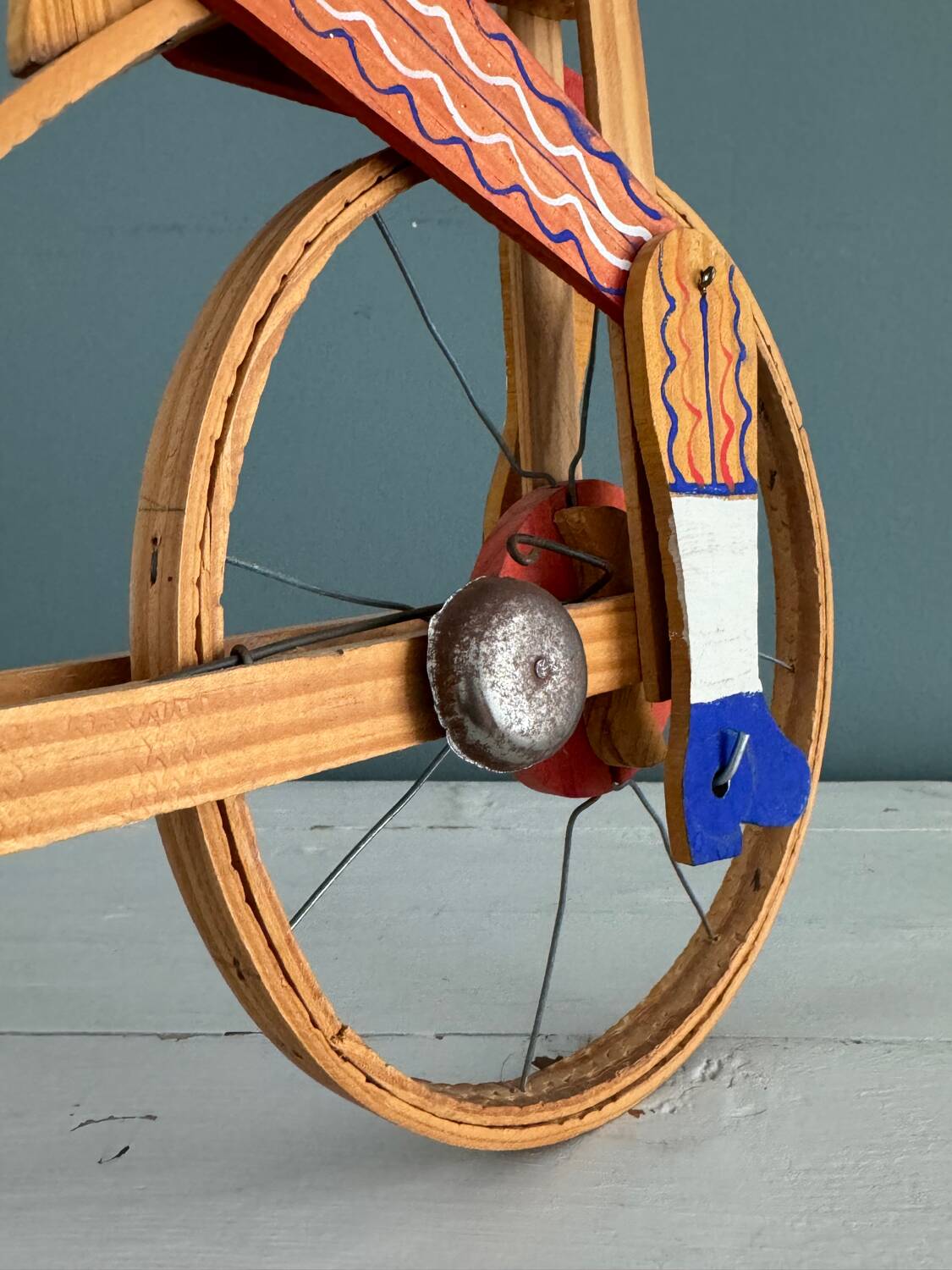 Old painted wooden push toy, circa 1930