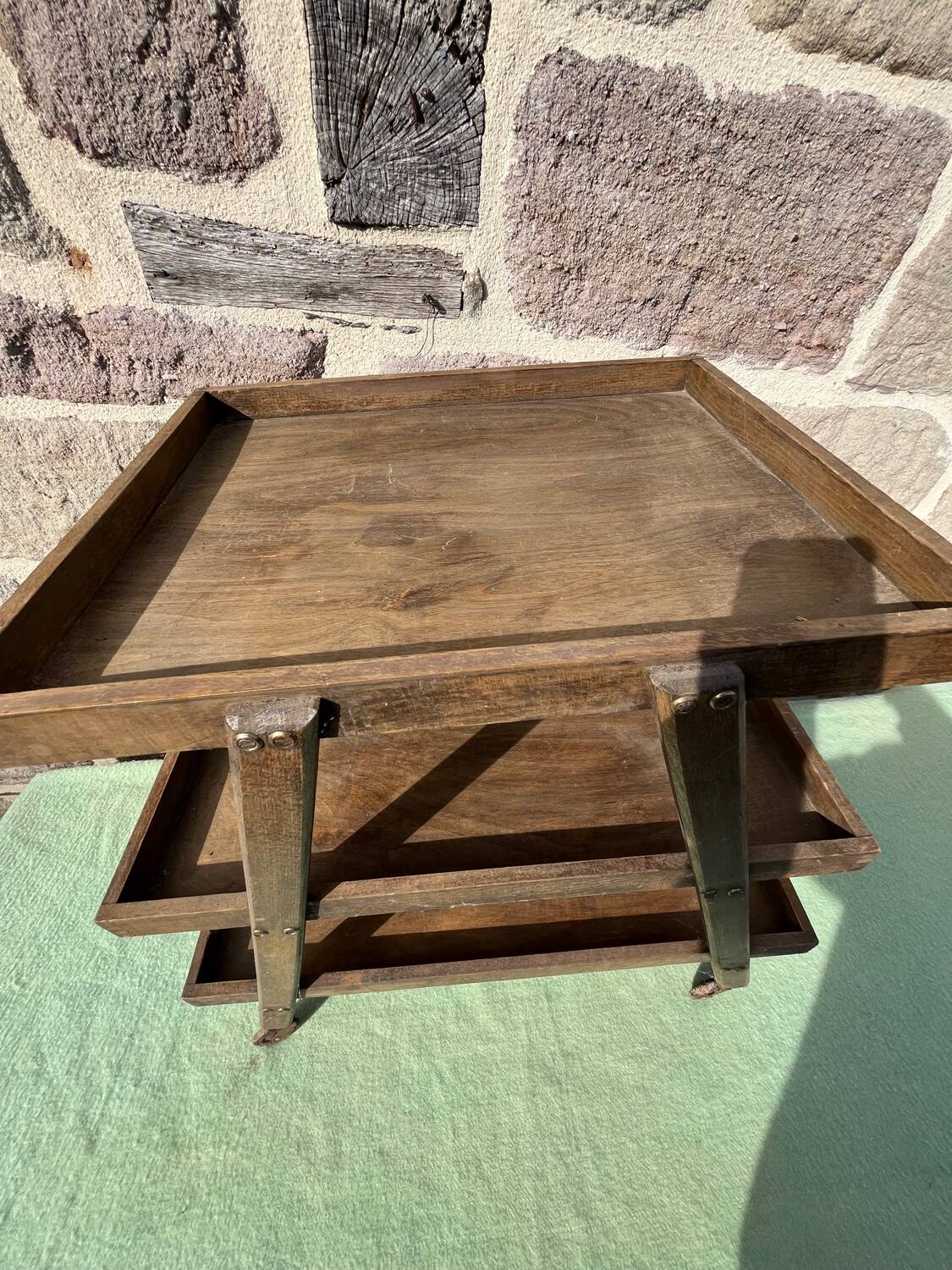 Wooden serving trolley