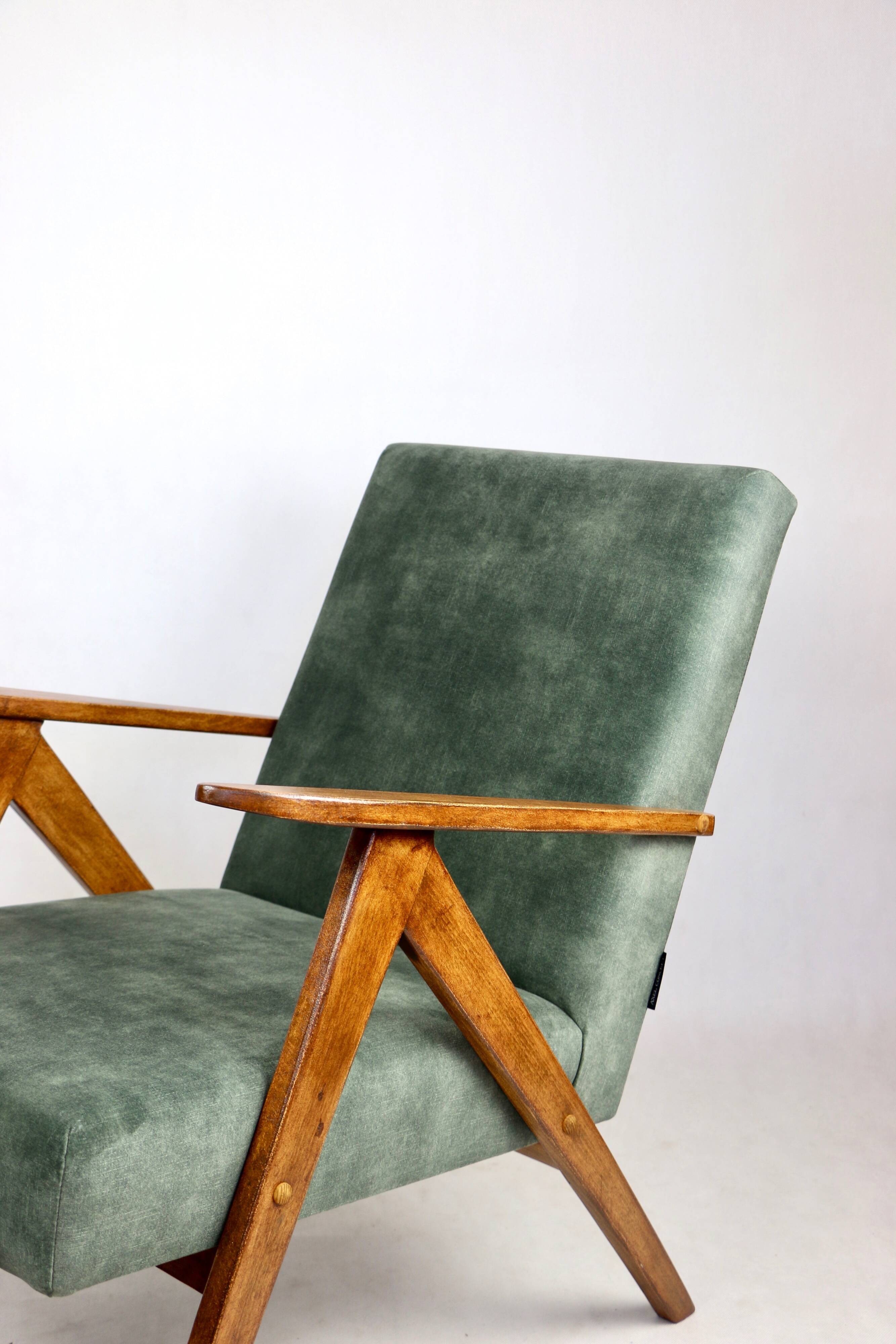 B-310 VAR green olive velvet armchair