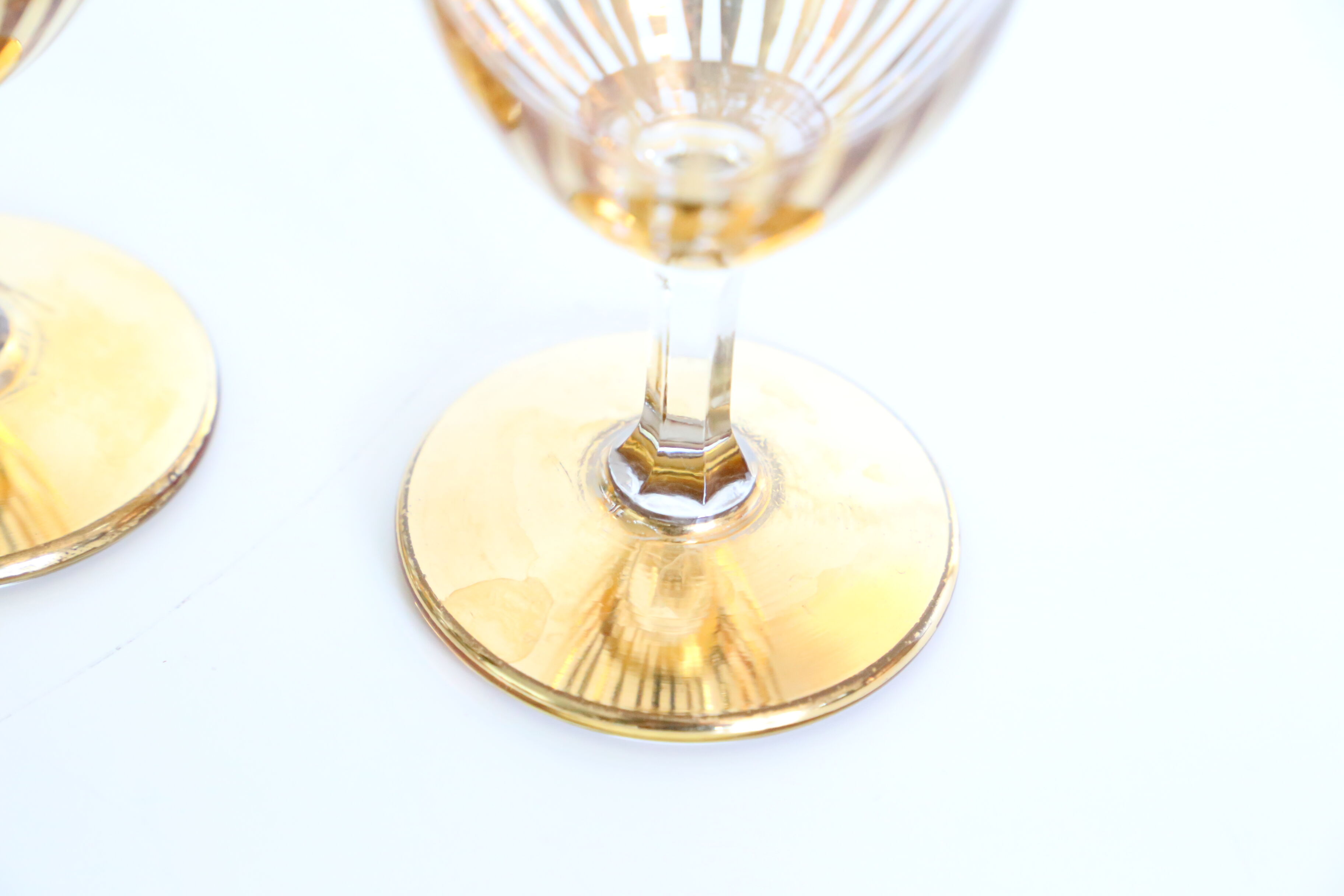 Set of 3 walking glasses, gilded, mid-20th century, art deco