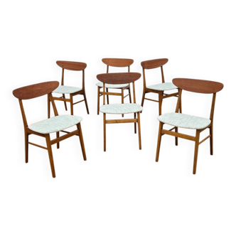 Lot de 6 chaises tissu vert