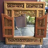 Miroir marocain en bois sculpté 90x80cm