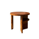 Art Deco round side table with shelf – vintage wood occasional table / bedside table