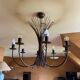 Grand lustre gerbe de ble en fer forge 8 feux