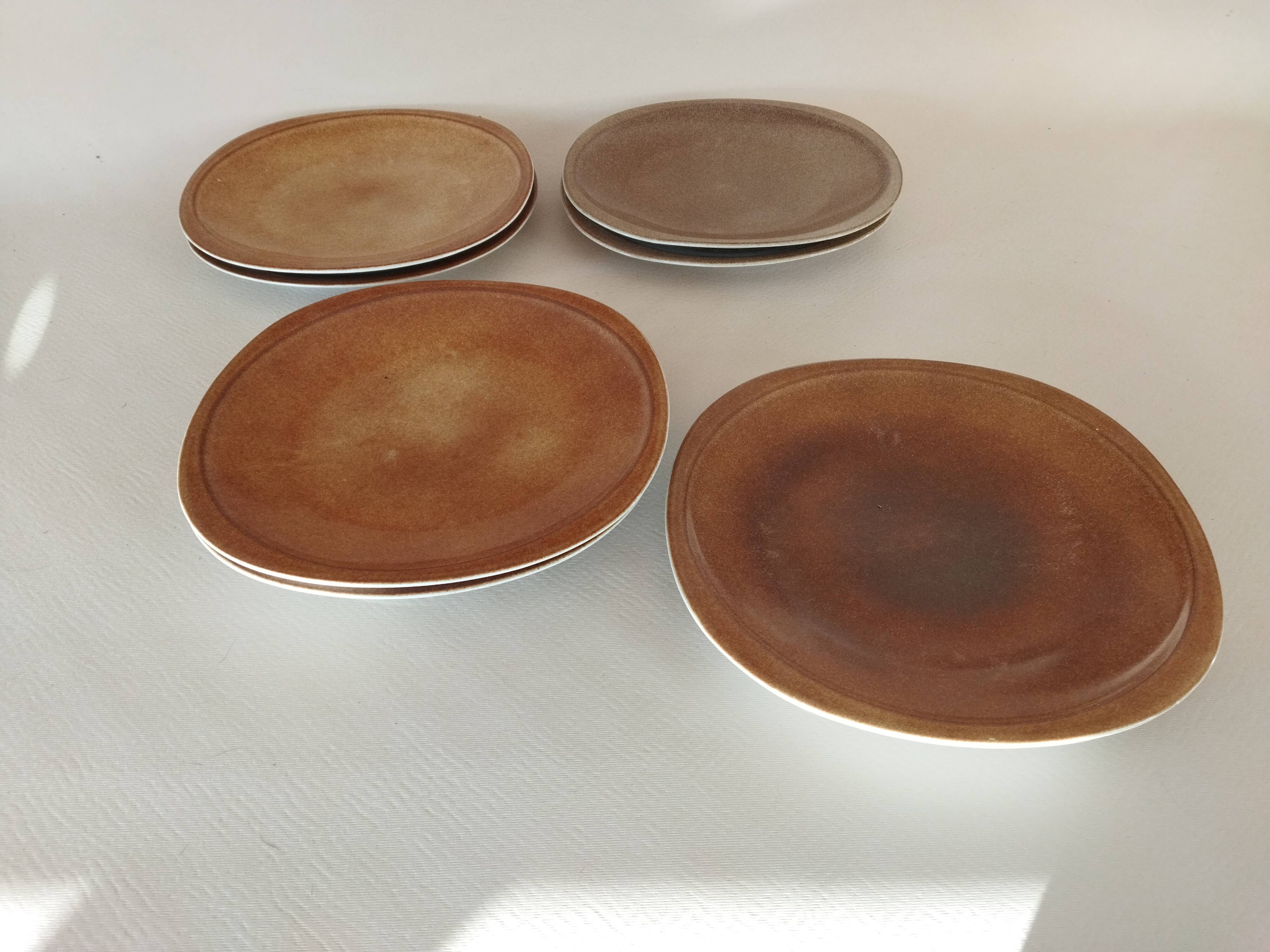 7 sandstone enamel dinner plates Sologne Porcelain