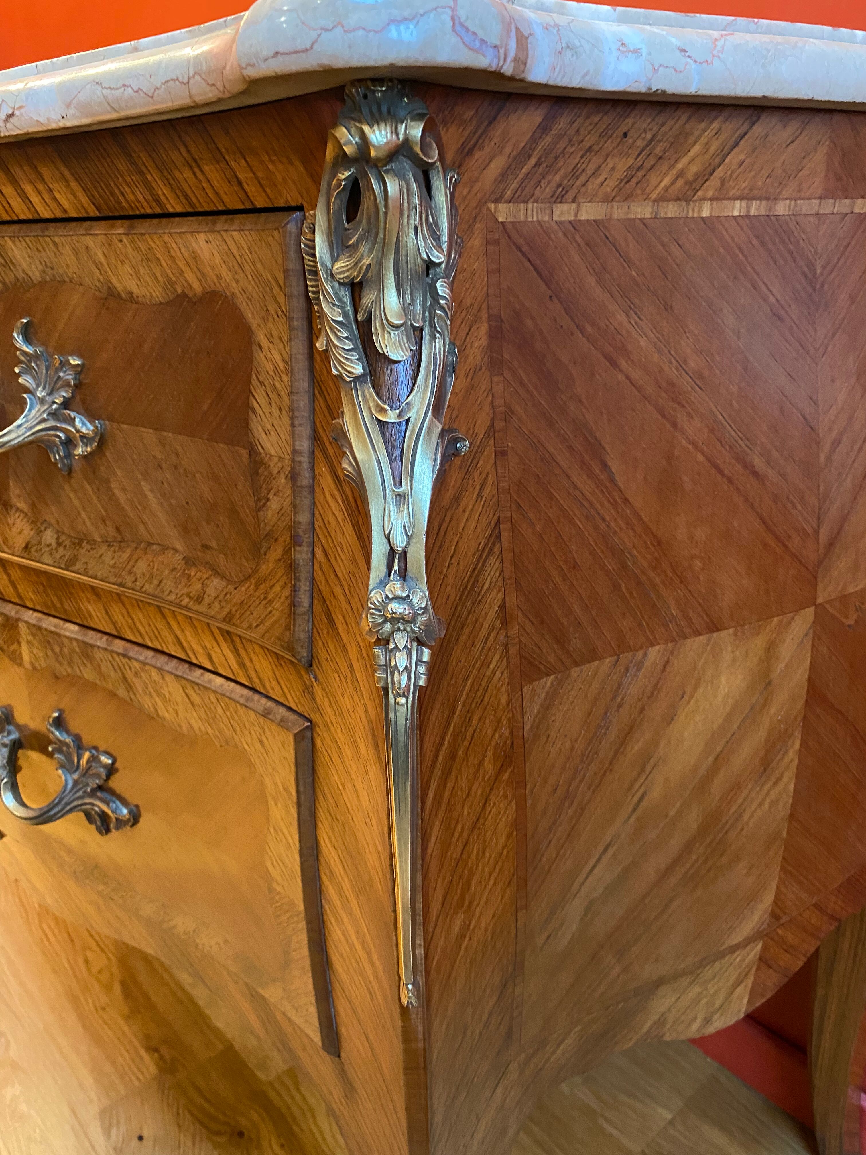 Louis XV style chest of drawers inlaid rosewood