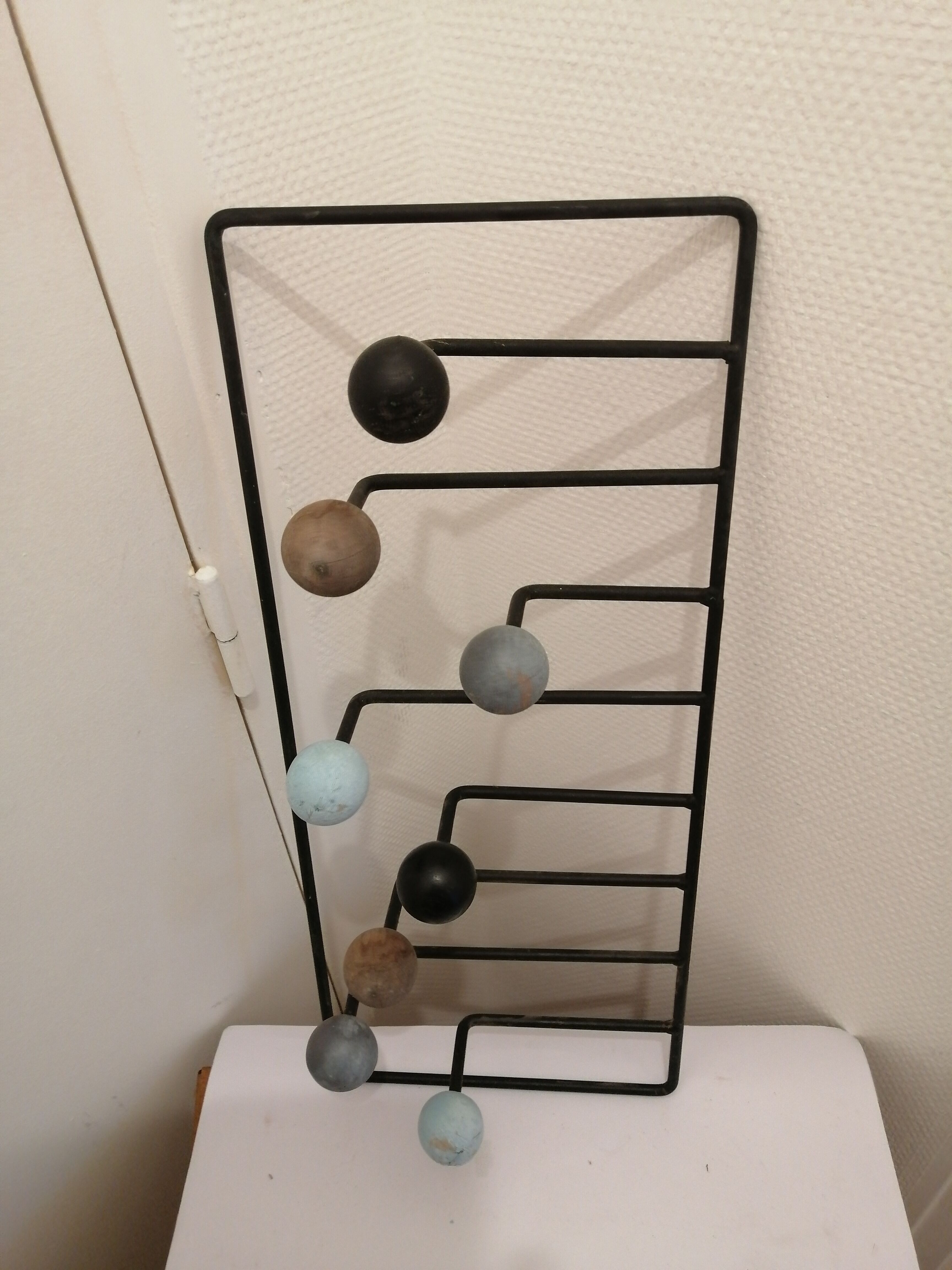 Vintage wall coat rack 8 balls
