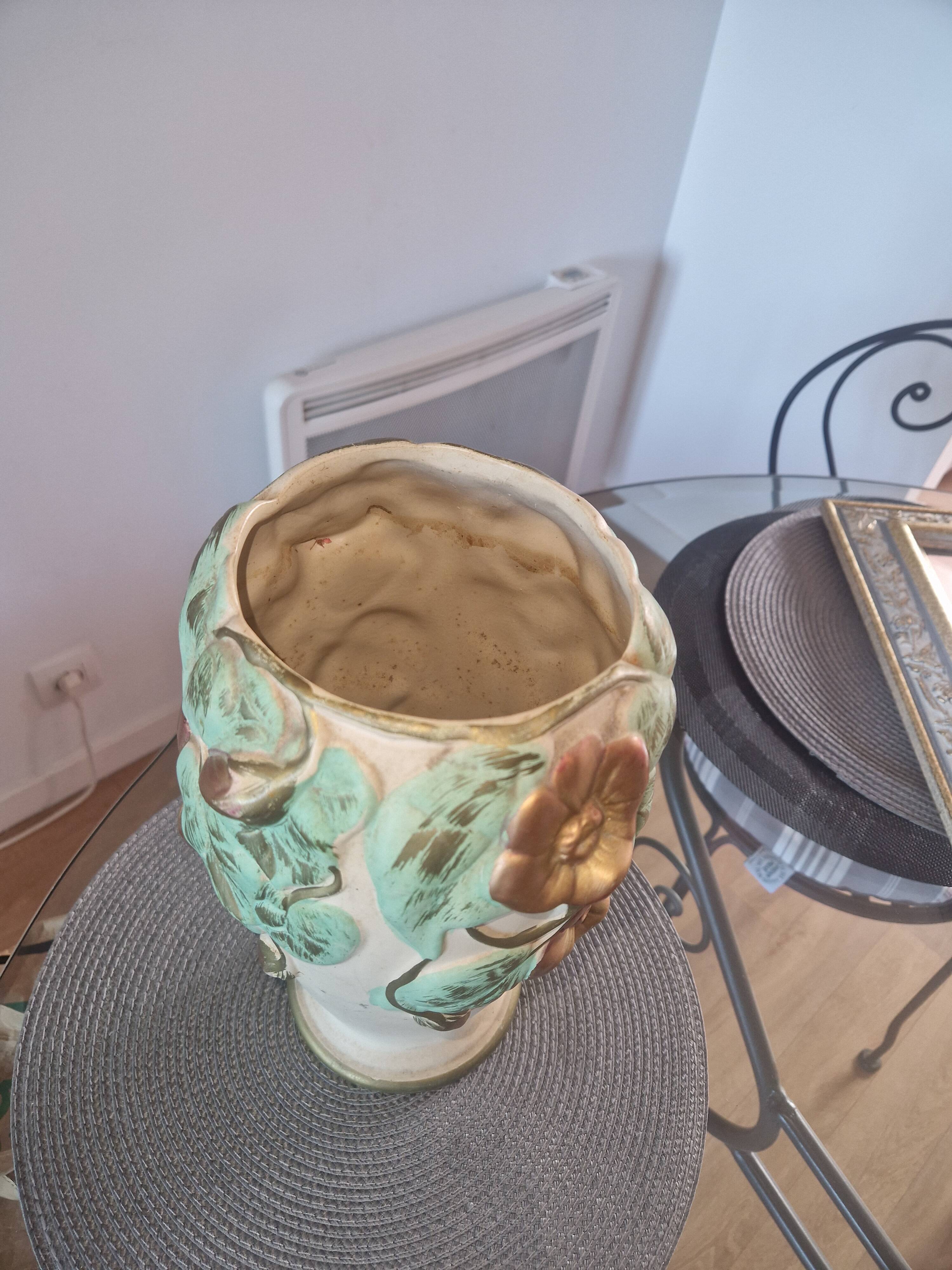 Antique Burmantofts Faience vase – England – relief floral decoration
