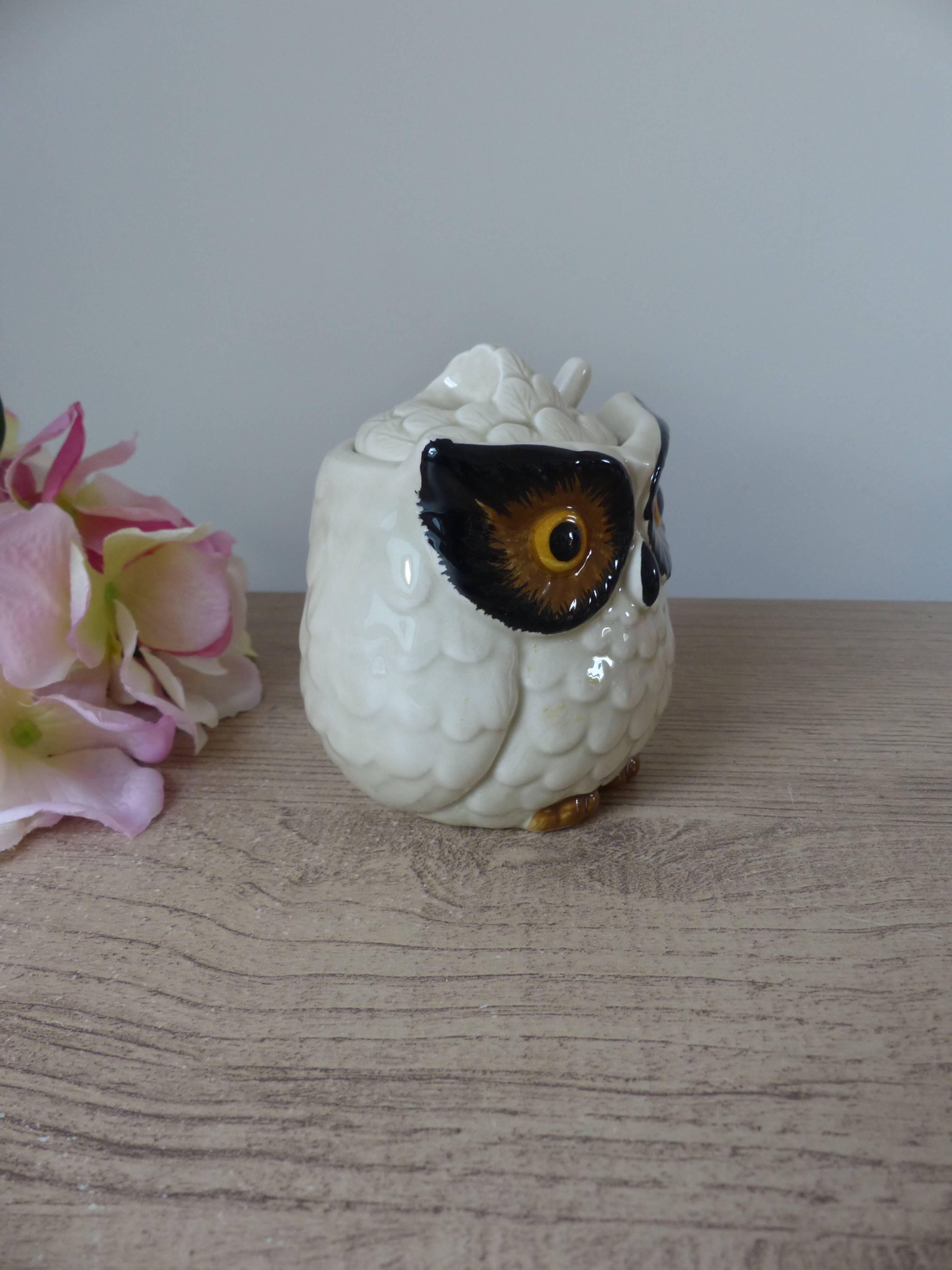 Vintage Ceramic Owl Sugar Bowl Made in Japan