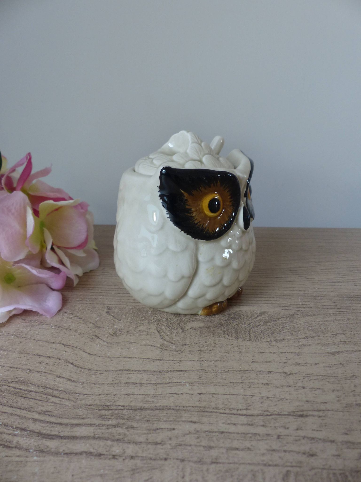 Vintage Ceramic Owl Sugar Bowl Made in Japan