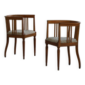 Fauteuil danois Art Nouveau en chêne avec assise rembourrée en laine d'agneau, début 1900