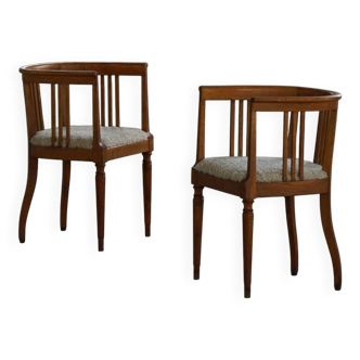 Danish Art Nouveau armchair in oak with upholstered seat in lamb's wool, early 1900s.