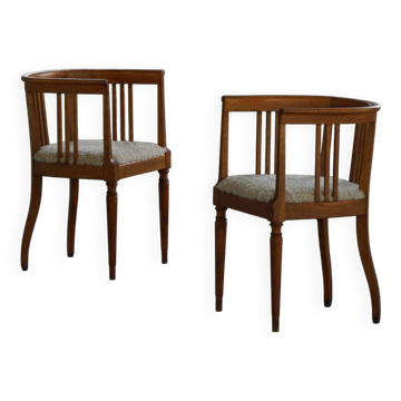 Fauteuil danois Art Nouveau en chêne avec assise rembourrée en laine d'agneau, début 1900