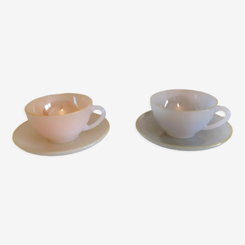 Pair of polychrome opaline cups by Arcopal / vintage 60s-70s