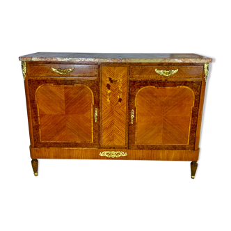 Buffet époque art déco 1920, marqueterie de bois de rose et bois précieux