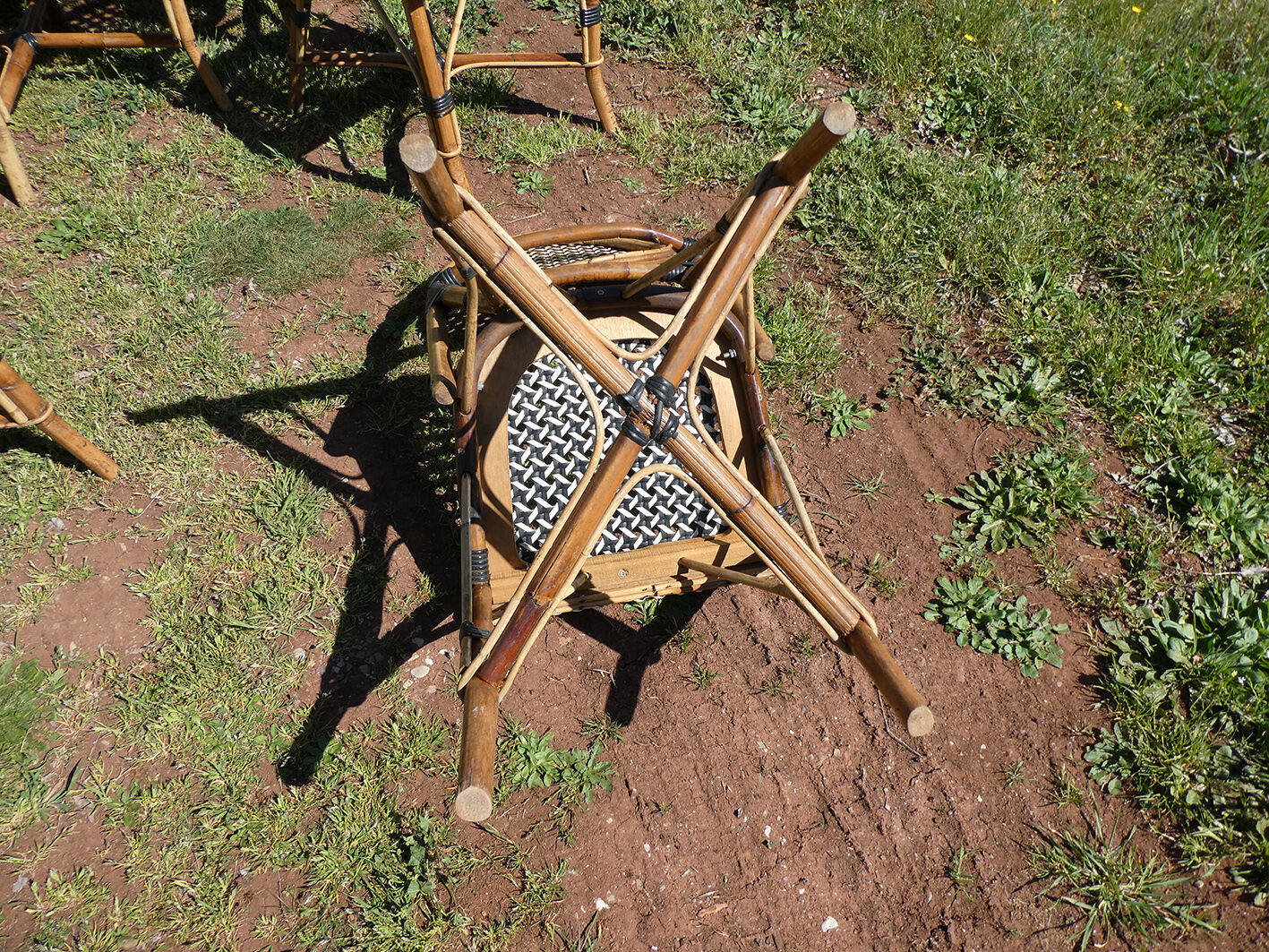 Set of 6 chairs Bistro terrace type Paris in rattan & braiding