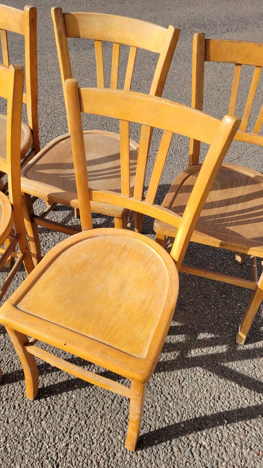 Series of 6 old vintage bistro chairs - 1950s