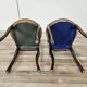 Pair of early 1900s wooden chairs with padded seat and backrests
