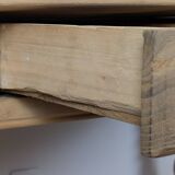 Raw wood farmhouse table