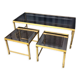 Table basse vintage plateau verre