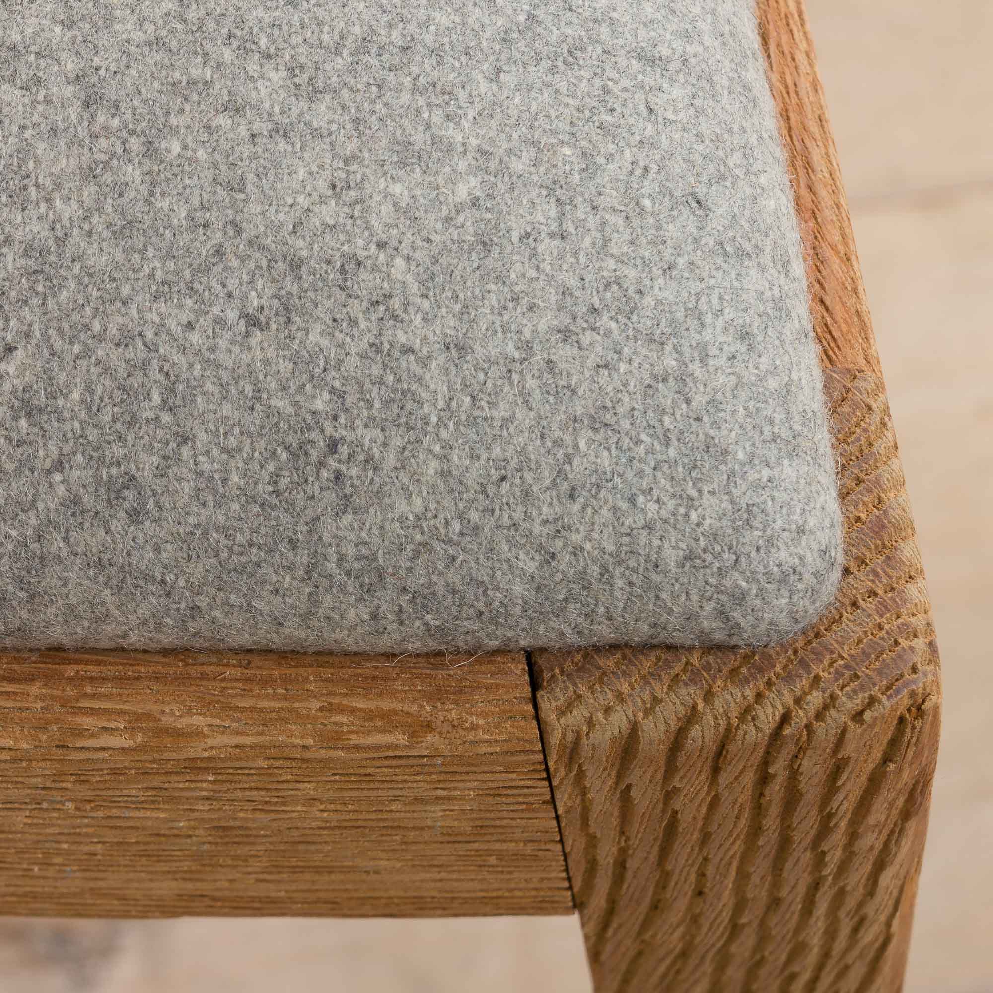 Set Of 6 Mid Century oak dining chairs by Fritz Hansen, natural wool upholstery, 1950s