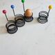 Set of egg cups "Egg Boy" by Wang and Merlo. Memphis design 80s.