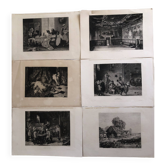1 lot 6 estampes revue l'art fin xix° : importun, desmoulins, cabaret, venise, chaumieres, menetrier
