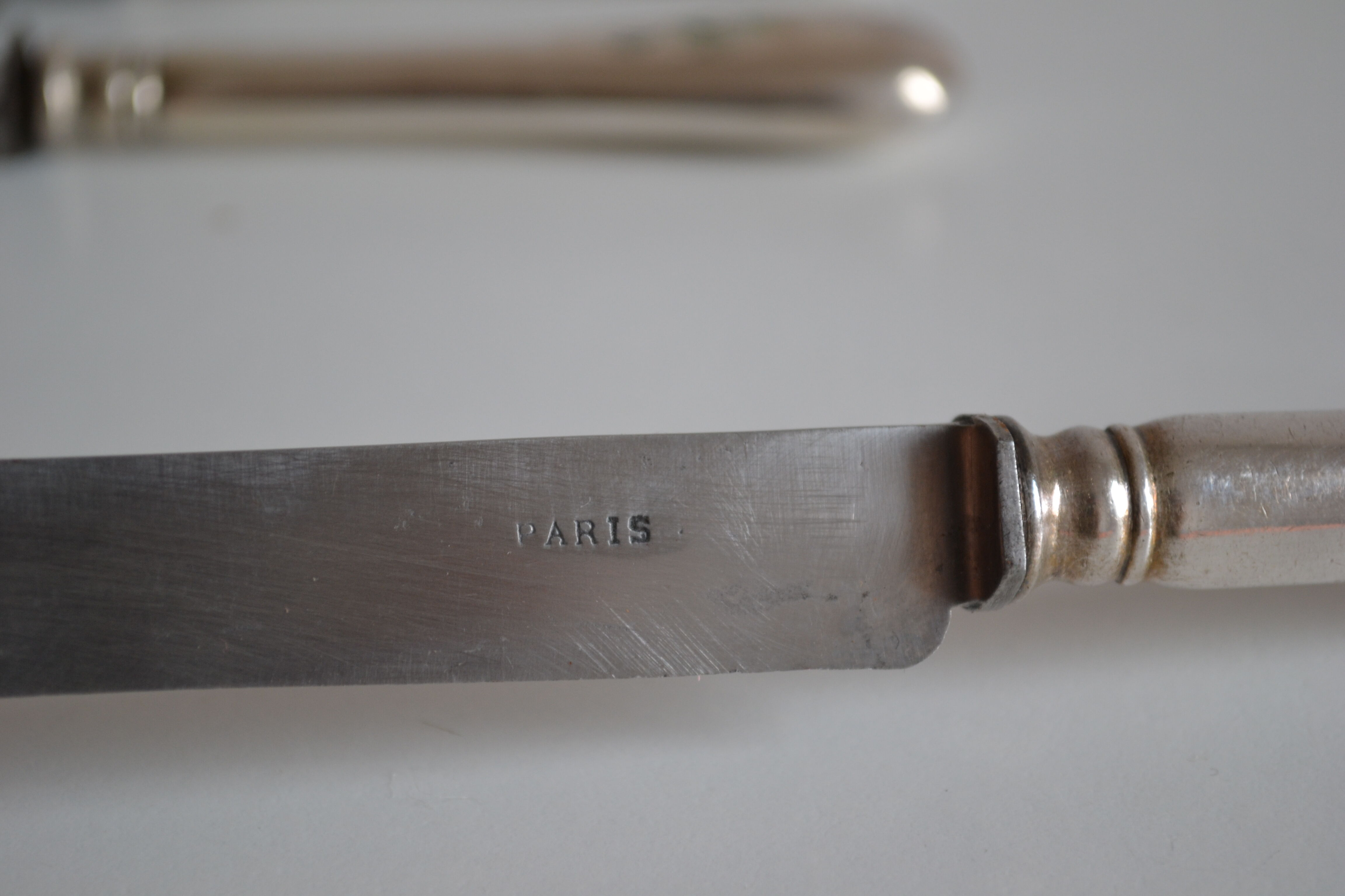 12 dessert knives old metal silver monogram