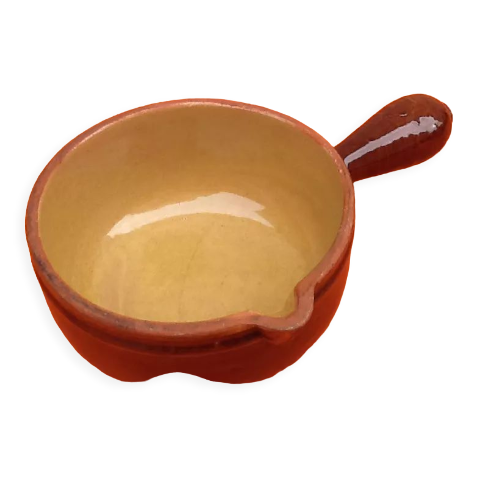 Glazed terracotta pan straight handle