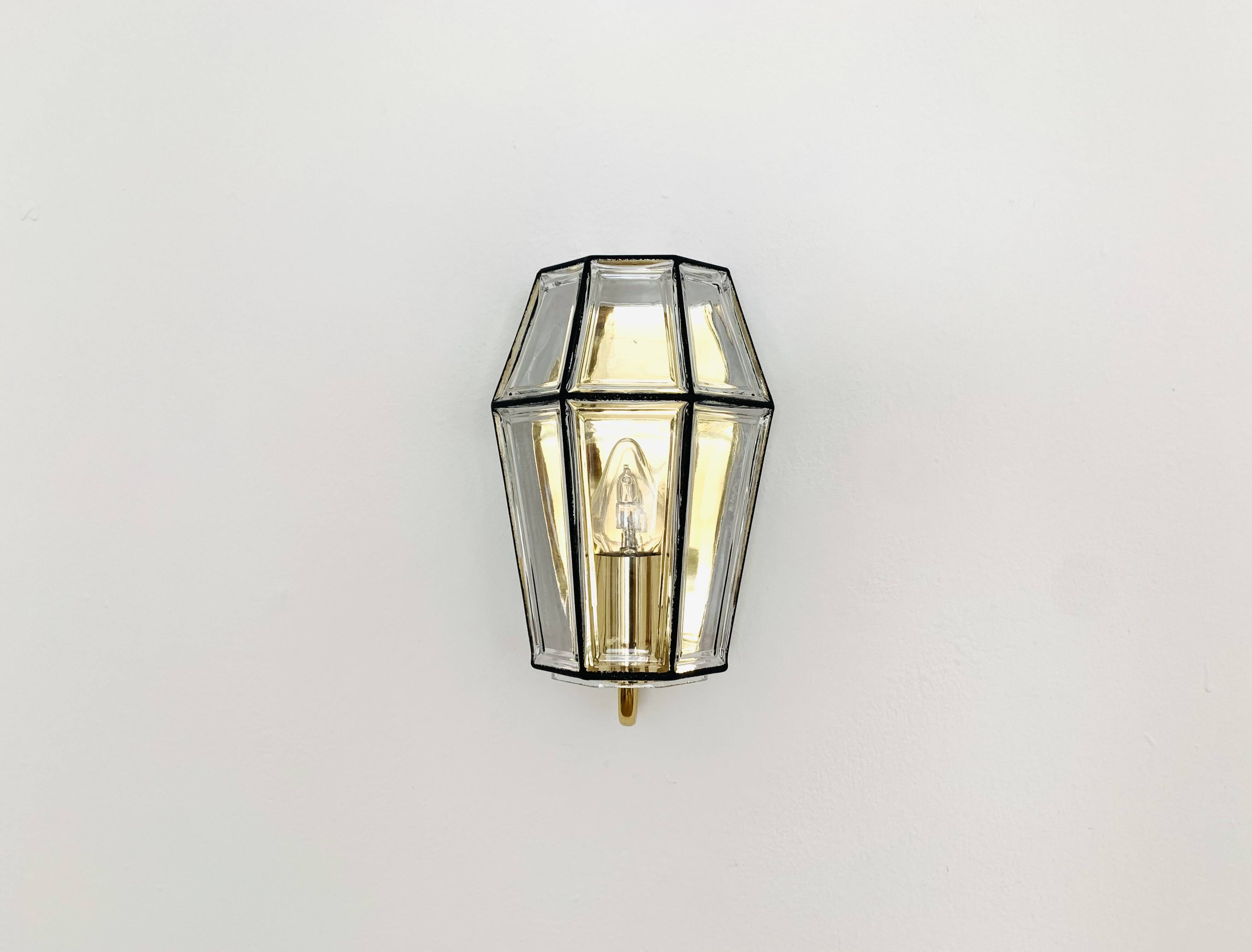 Set of 2 Glass Wall Lamps by Glashütte Limburg