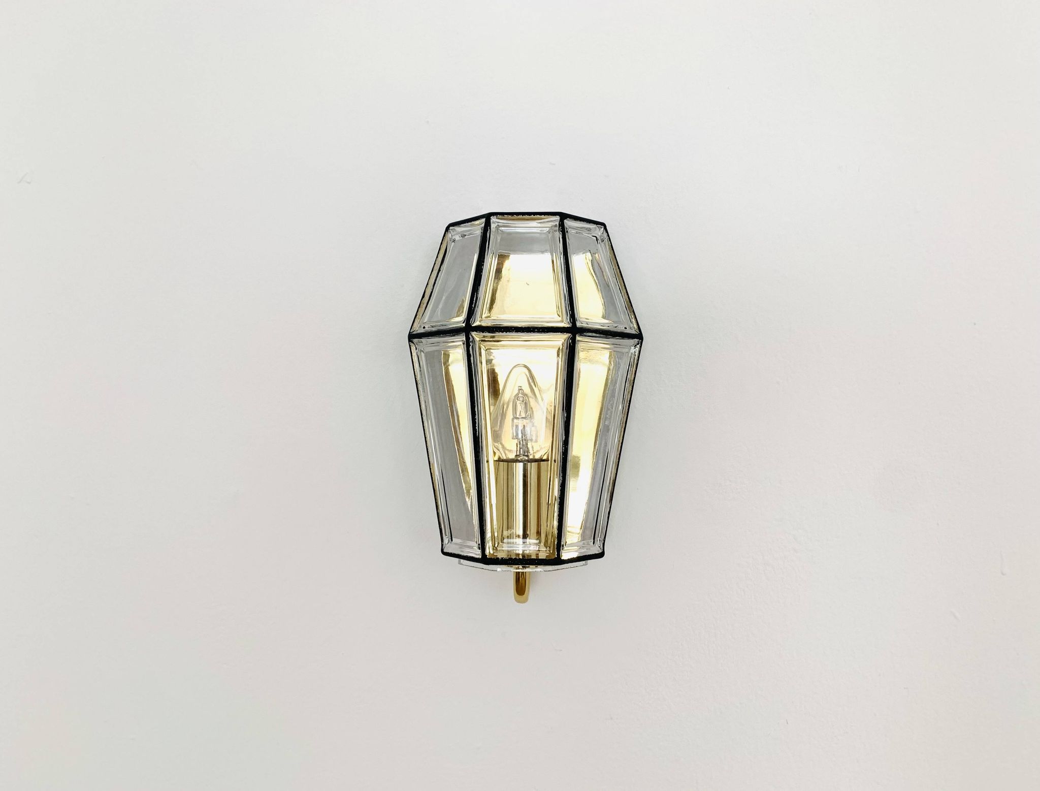 Set of 2 Glass Wall Lamps by Glashütte Limburg