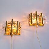 Paire d'appliques murales Carl Fagerlund du milieu du siècle pour Orrefors, Suède, vers 1960