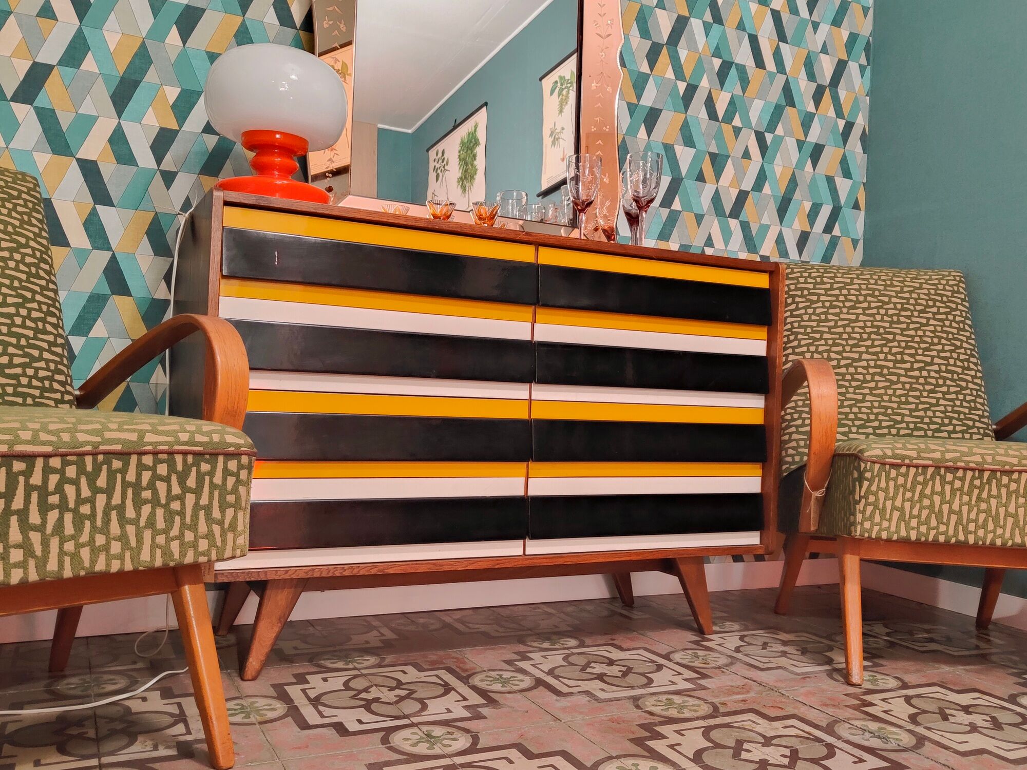 Chest of drawers U 453 Yellow by Jiri Jiroutek for Interier Praha, old edition from 1962