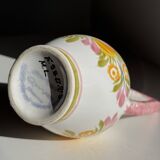 Mini vase with stylised flowers in green and yellow roses, H15.5.